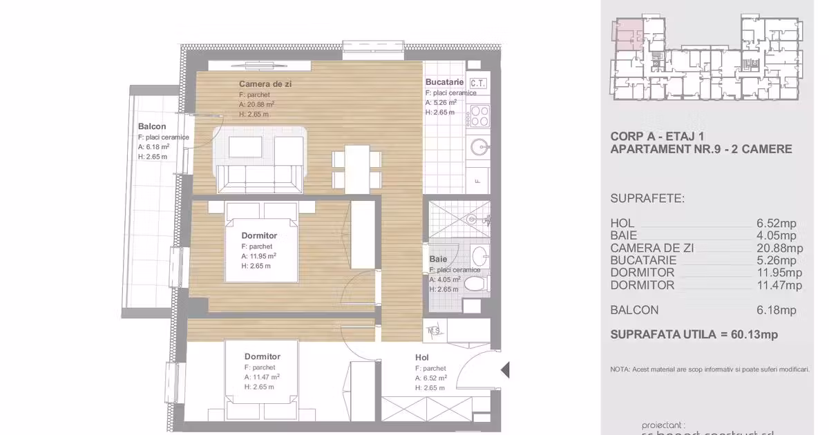 Apartament de vânzare cu 3 camere în Florești