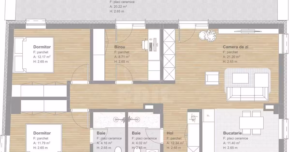 Apartament de vânzare cu 4 camere în Florești
