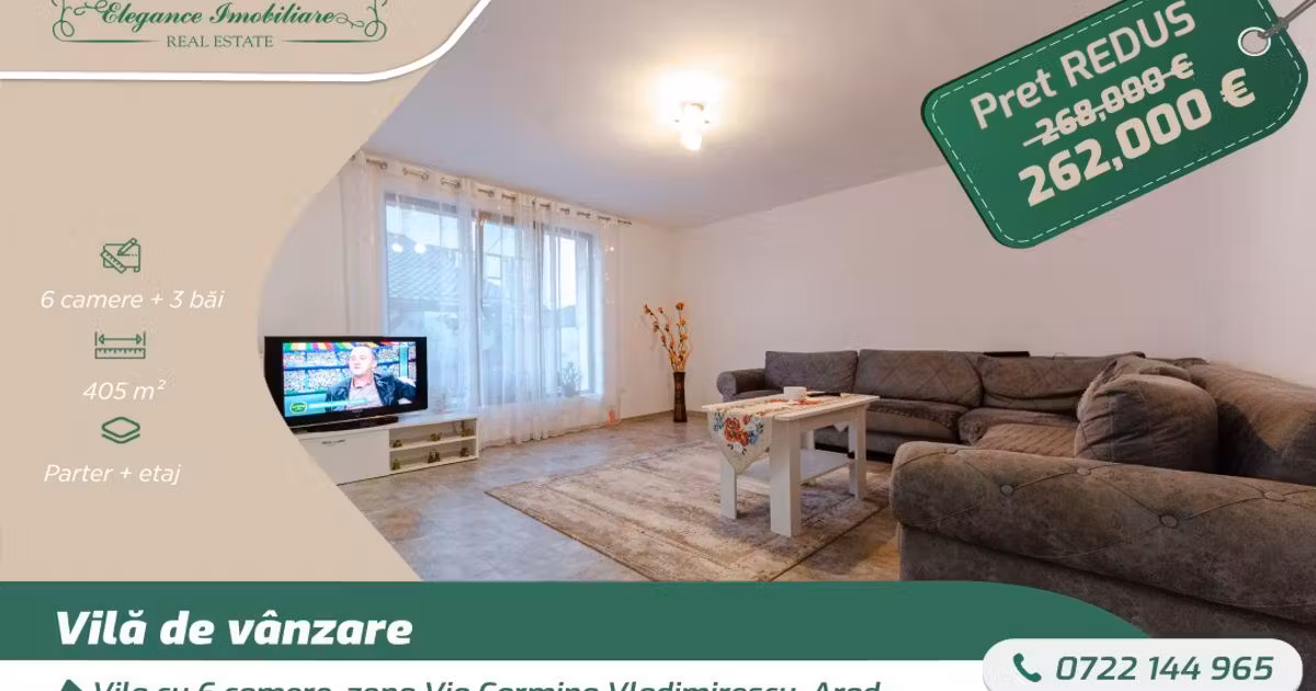 Casă individuală de vânzare cu 6 camere, mobilată în zona Exterior Est, Arad