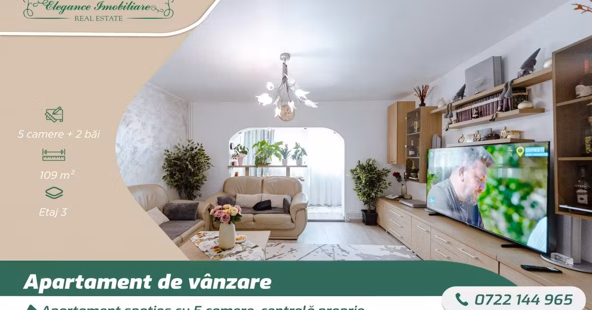 Apartament de vânzare cu 5 camere, mobilat în zona Miorița, Arad