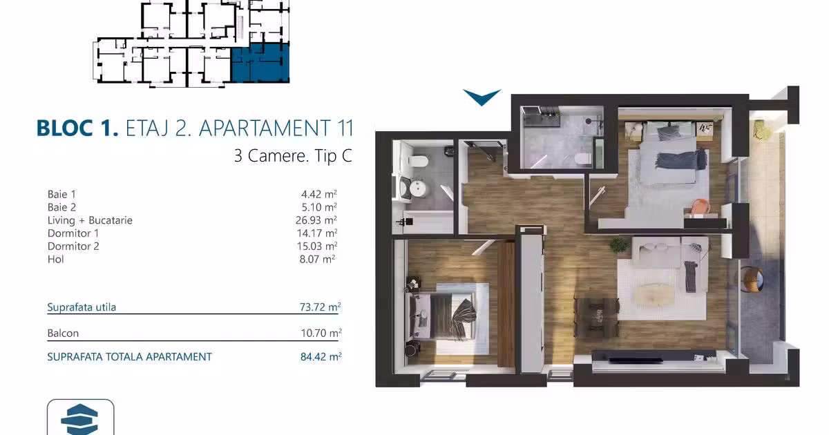 Apartament de vânzare cu 3 camere în zona Torontalului, Timișoara