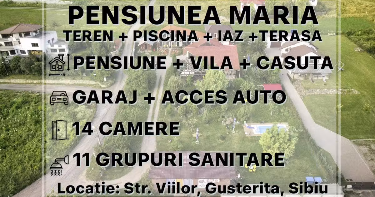 Casă de vânzare cu 14 camere, mobilată în zona Gușterița, Sibiu