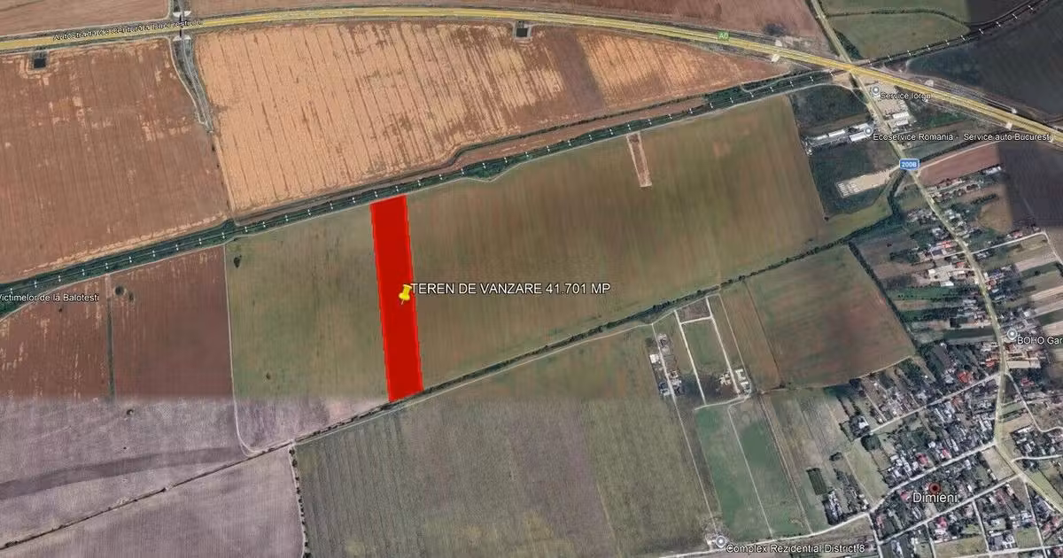 Teren agricol intravilan de vânzare de 41701 mp, în Dimieni