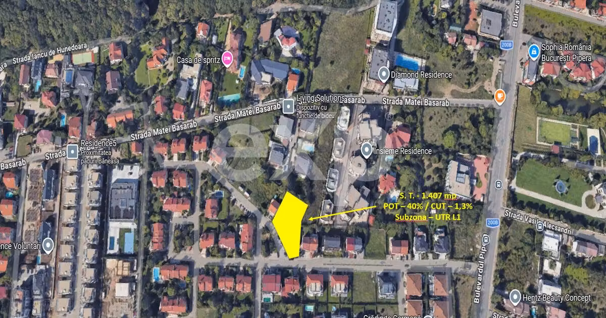 Teren Construcții intravilan de vânzare de 1407 mp, în zona Pipera, Sector 1