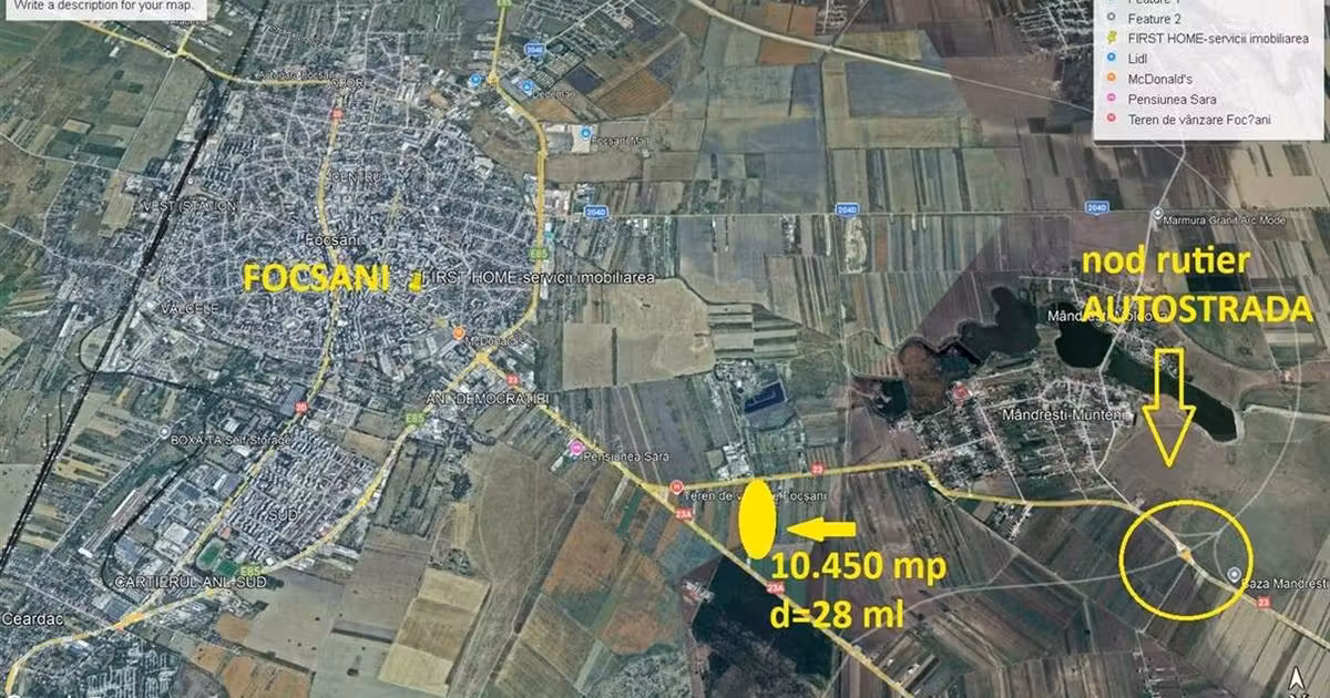 Teren Construcții intravilan de vânzare de 10450 mp, în zona Exterior Vest, Focșani