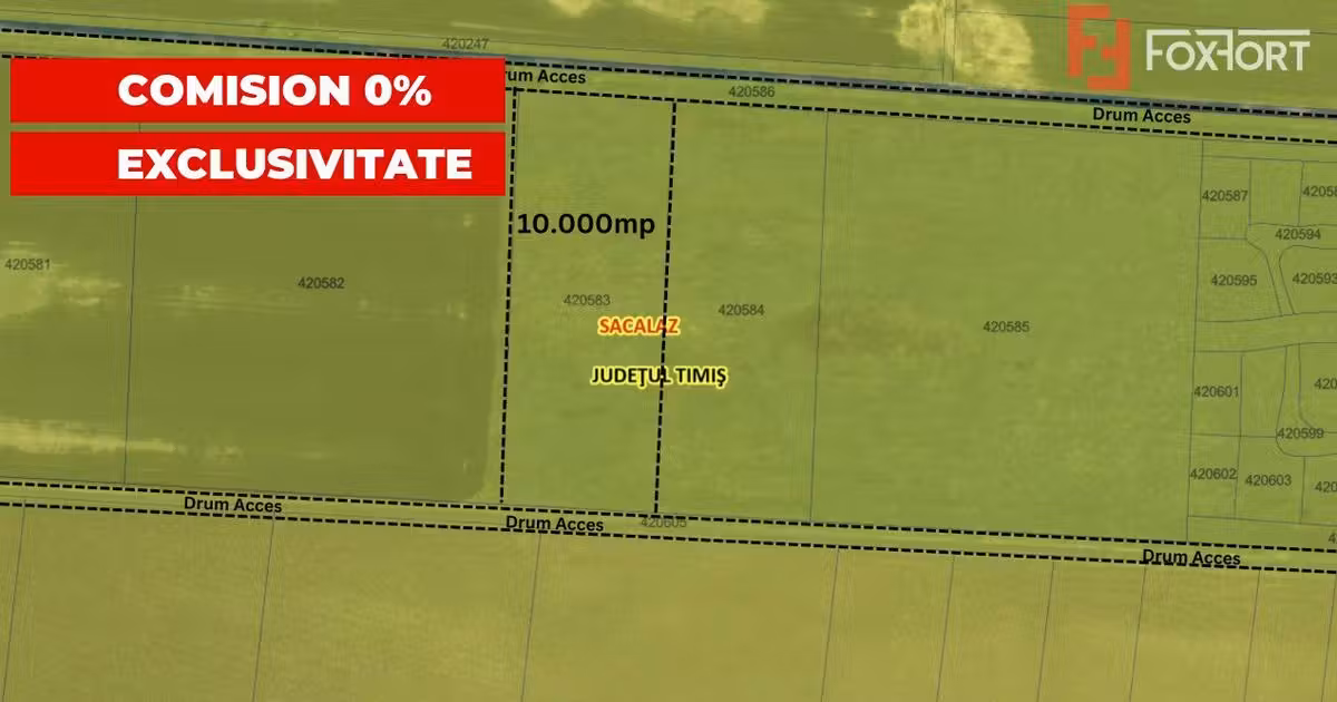 Teren agricol extravilan de vânzare de 10000 mp, în Săcălaz