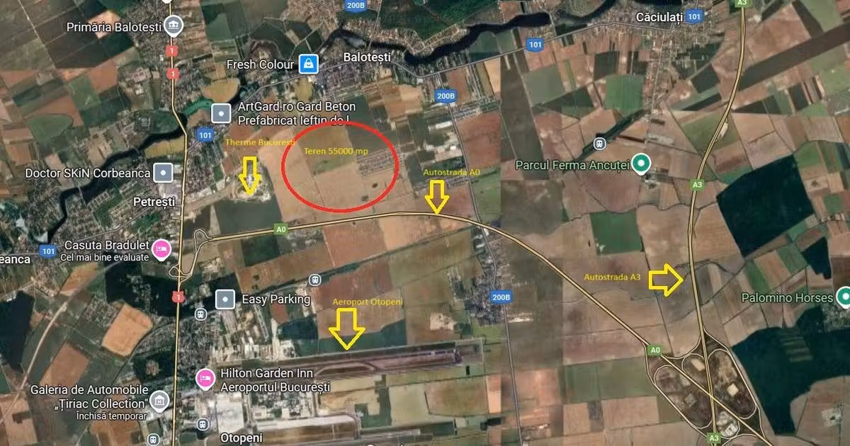 Teren agricol intravilan de vânzare de 55000 mp, în Balotești